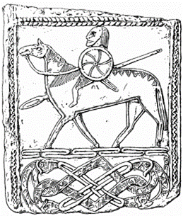 Obrázek 3. Fragment kamenné desky s reliéfem bojovníka na koni.gif